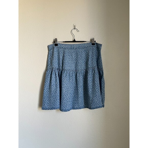 Madewell Shirred Wrap Mini Skirt in Indigo Ditsy Daisy Size US 10 - Picture 3 of 6